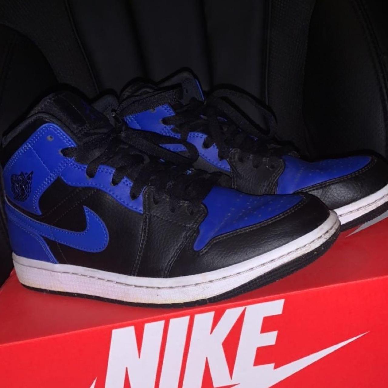 Blue Jordan 1 mid Have a small scratch at the back Depop