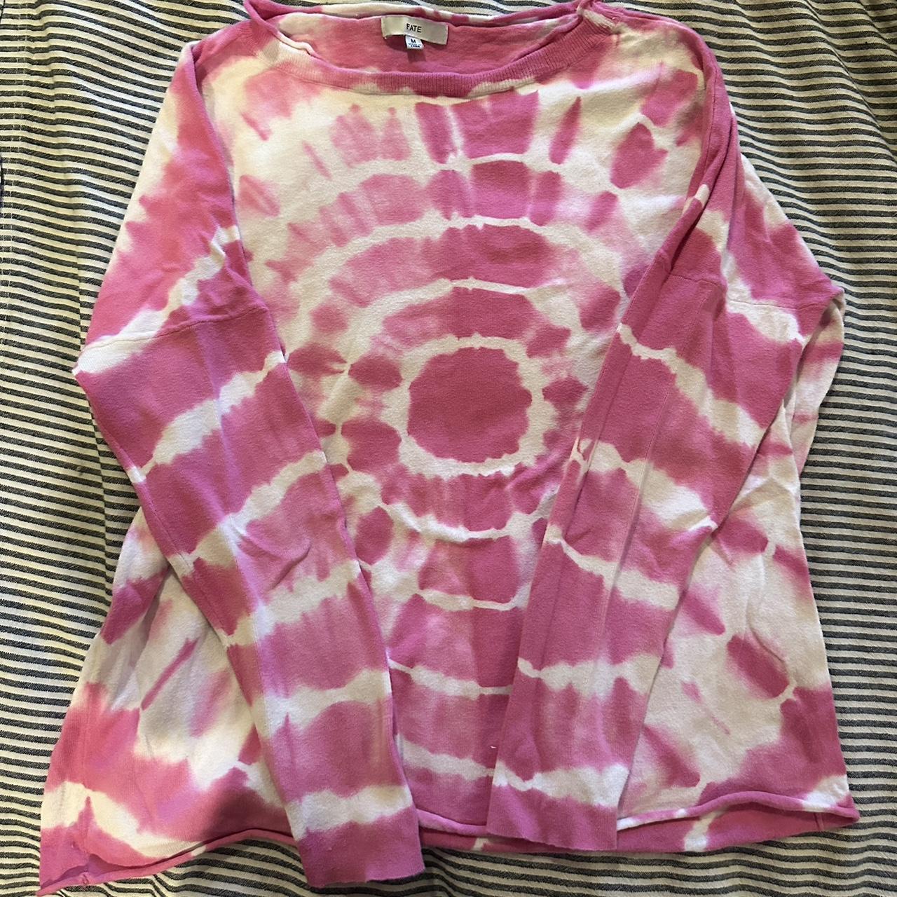 size medium pink tie dye crewneck sweatshirt brand fate Depop