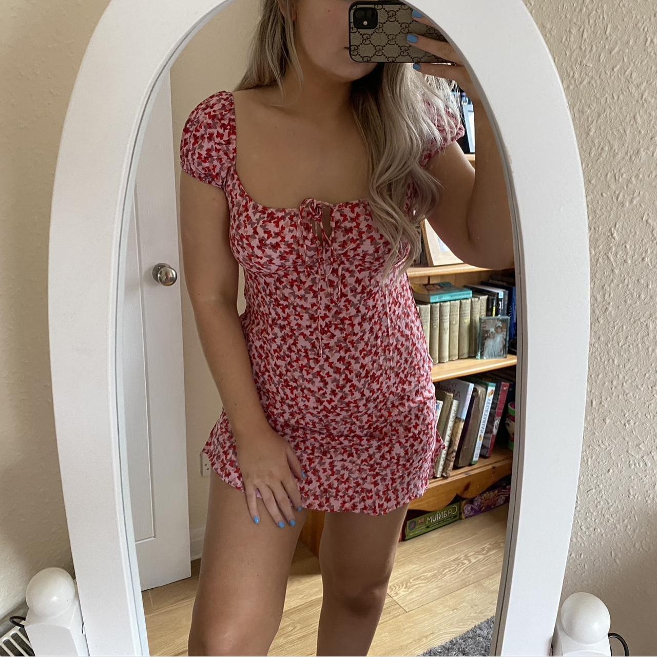 Motel Galaca mini dress in ditsy butterfly print... Depop