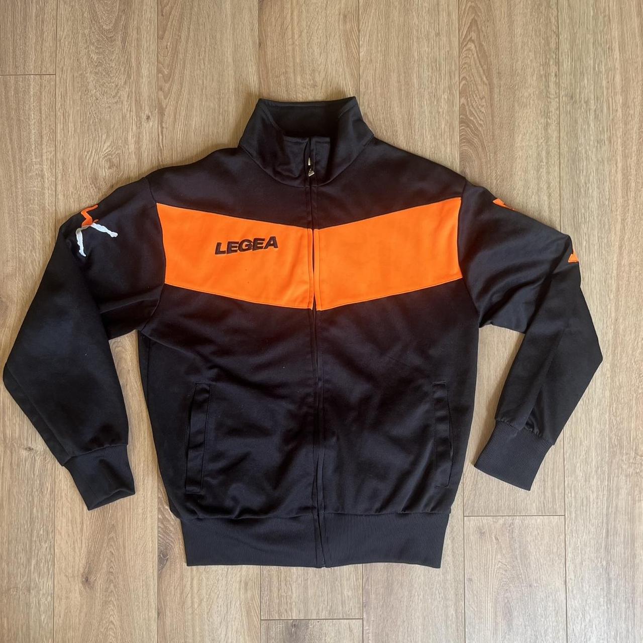 Vintage Legea black and orange track jacket size