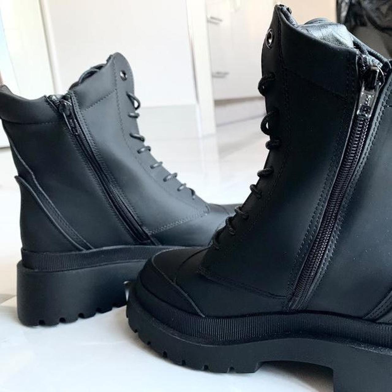 Brand New Padded Lace-Up Military Style Biker Boots... - Depop