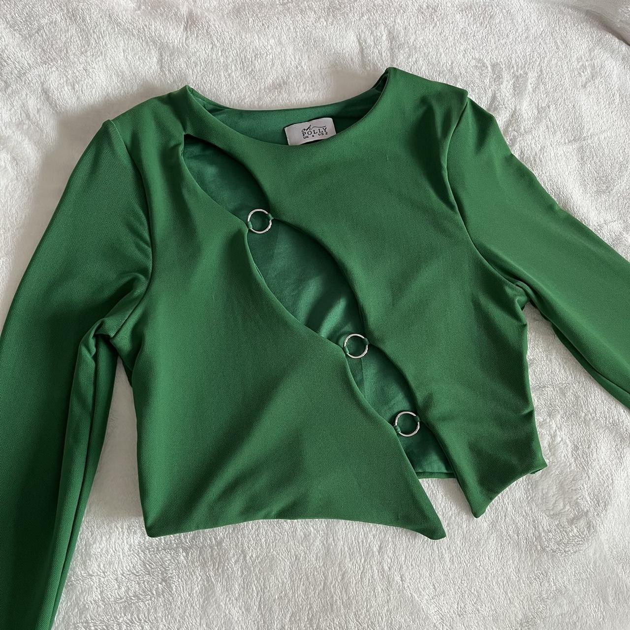 OhPolly Asymmetric Long Sleeve Top in green Worn... - Depop