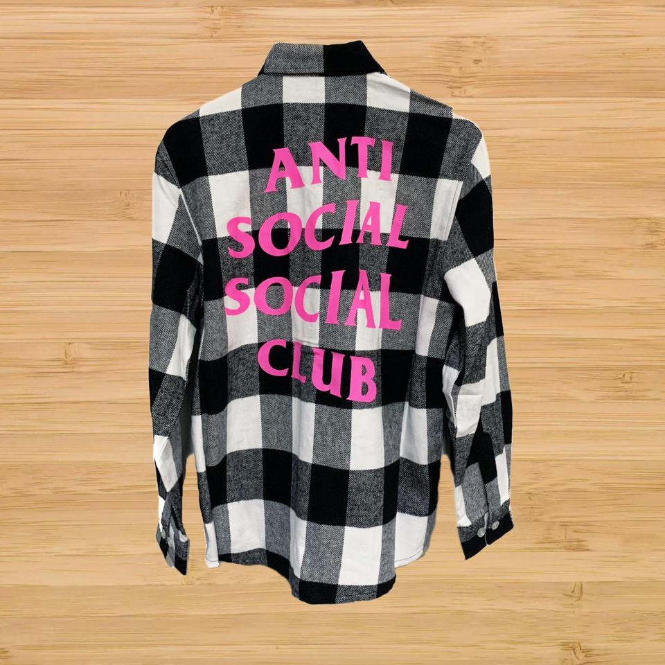 Anti Social Social Club ASSC Han Pink Flannel Long... - Depop