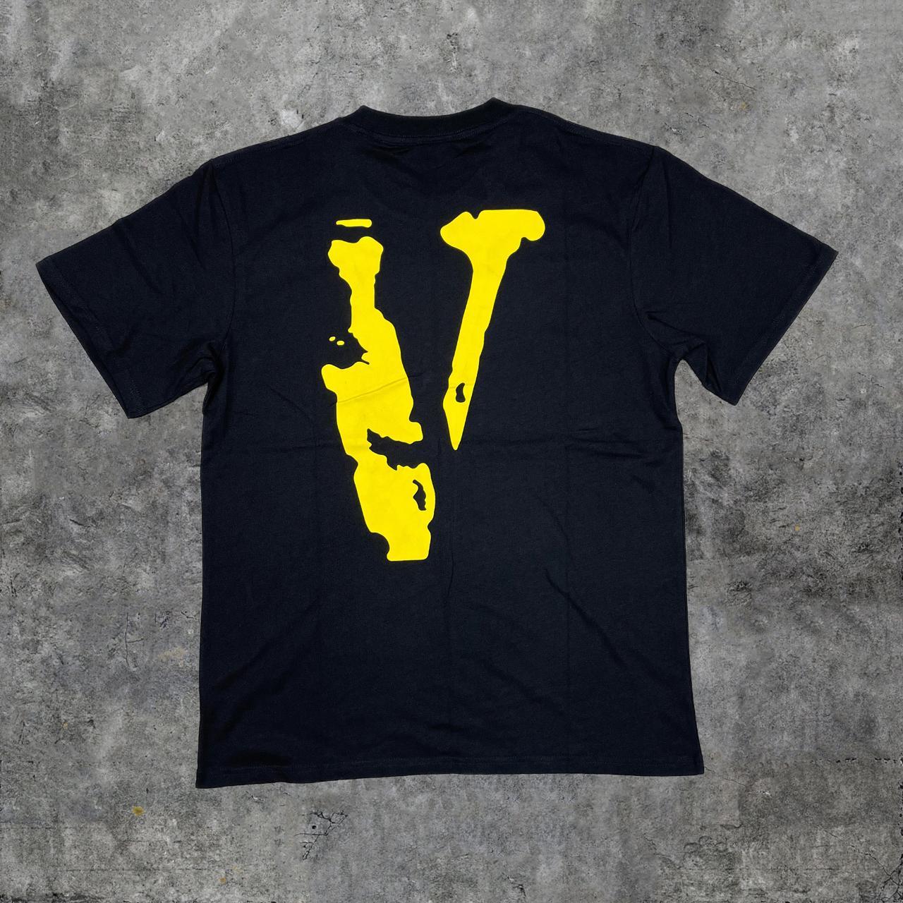 black and yellow vlone shirt