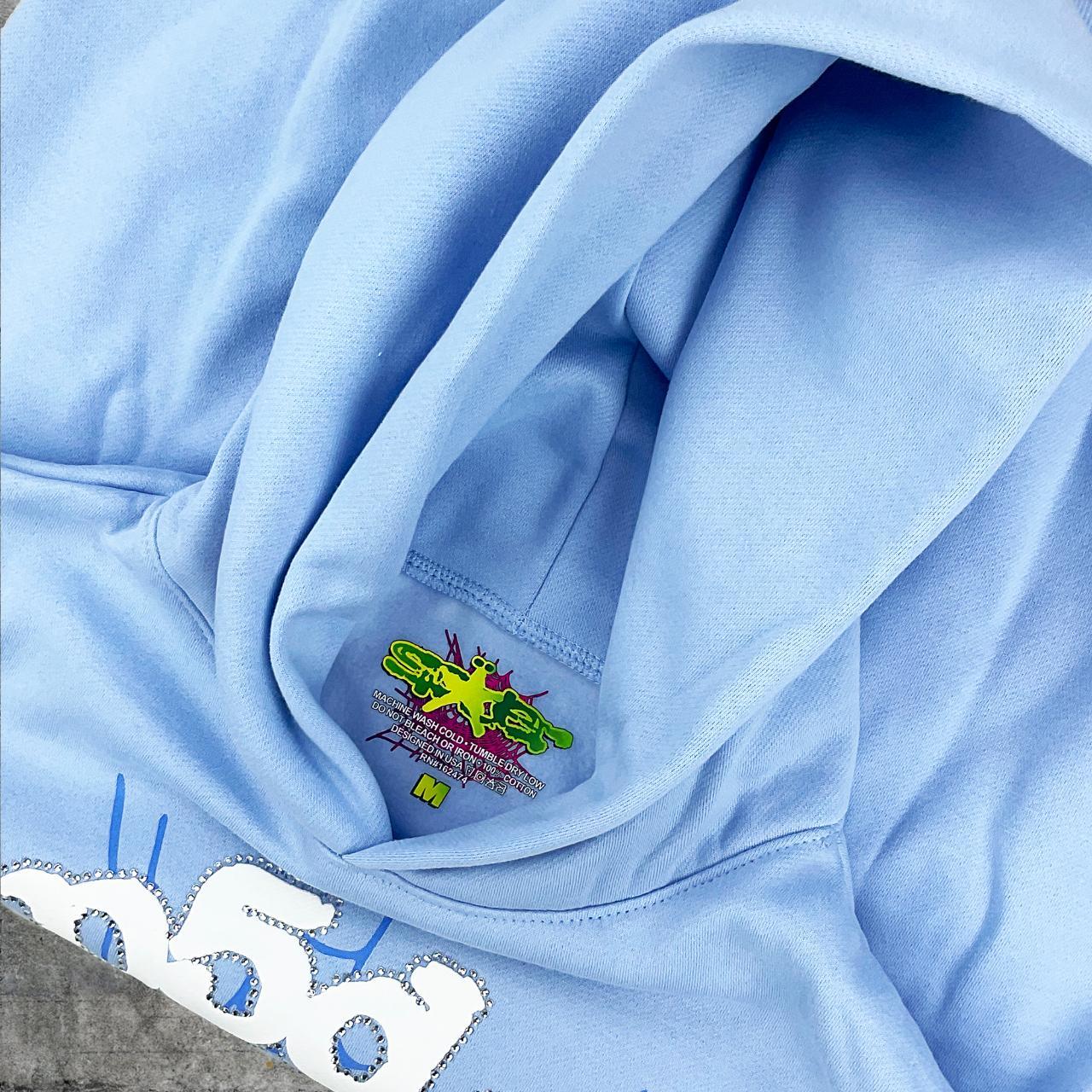 Sp5der Web Sky Blue Hoodie Sweatshirt | Spider