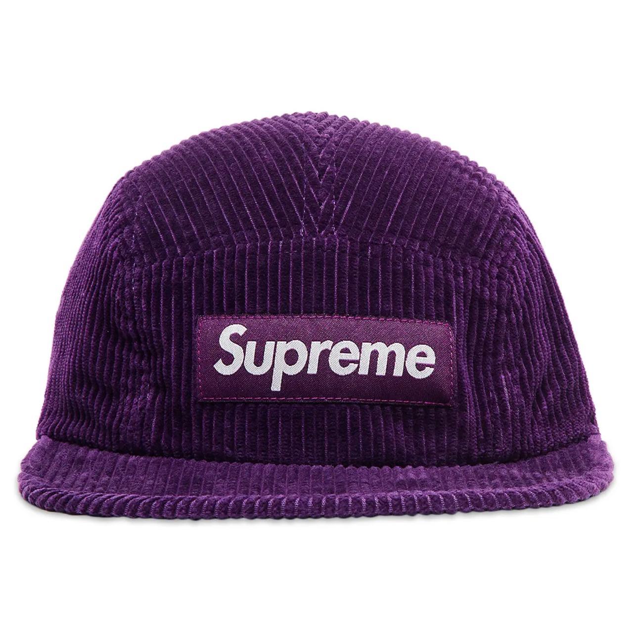 Supreme Fine Wale Corduroy Camp Cap 'Navy White' SUP-SS21-555