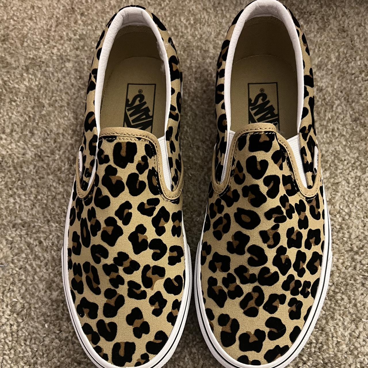 Cheetah print slip on Vans. women’s size 9, men’s... - Depop