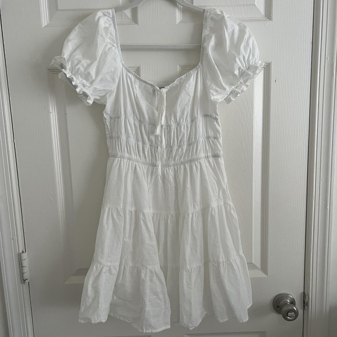 white peasant dress from shein, size M/6. originally... - Depop