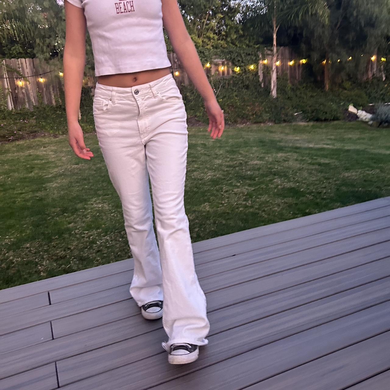 White flared jeans garage size 3 Waist 26 Depop