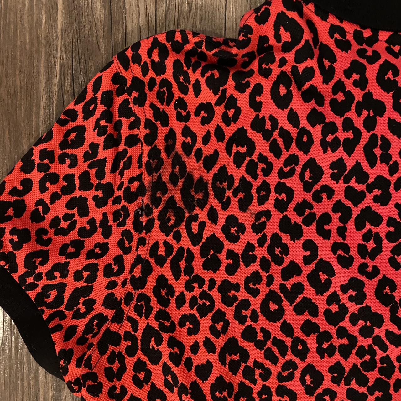 Yves Saint Laurent Red Leopard Print Polo Shirt Depop