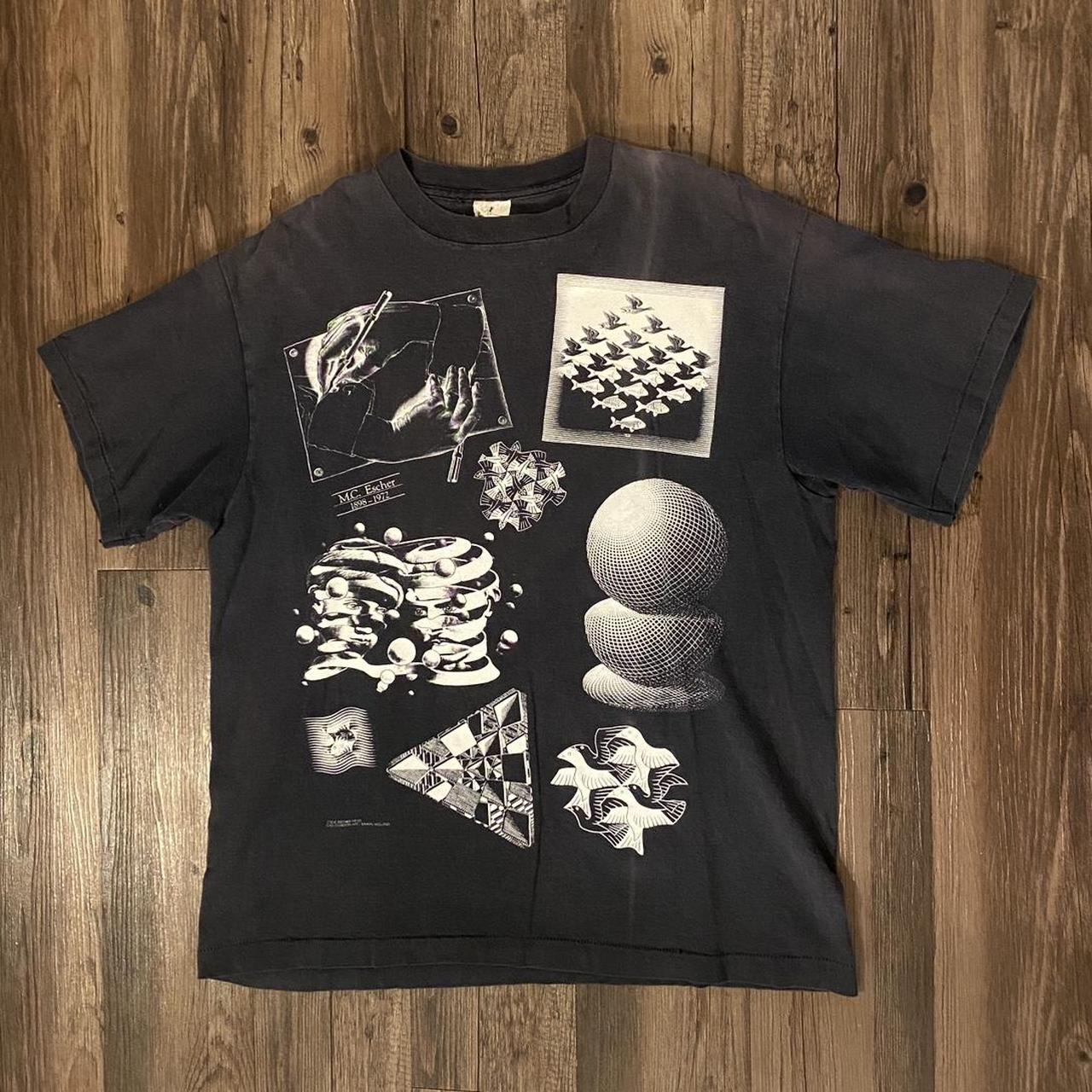 Vintage 1990s MC Escher Art Glow in the Dark tee | Depop