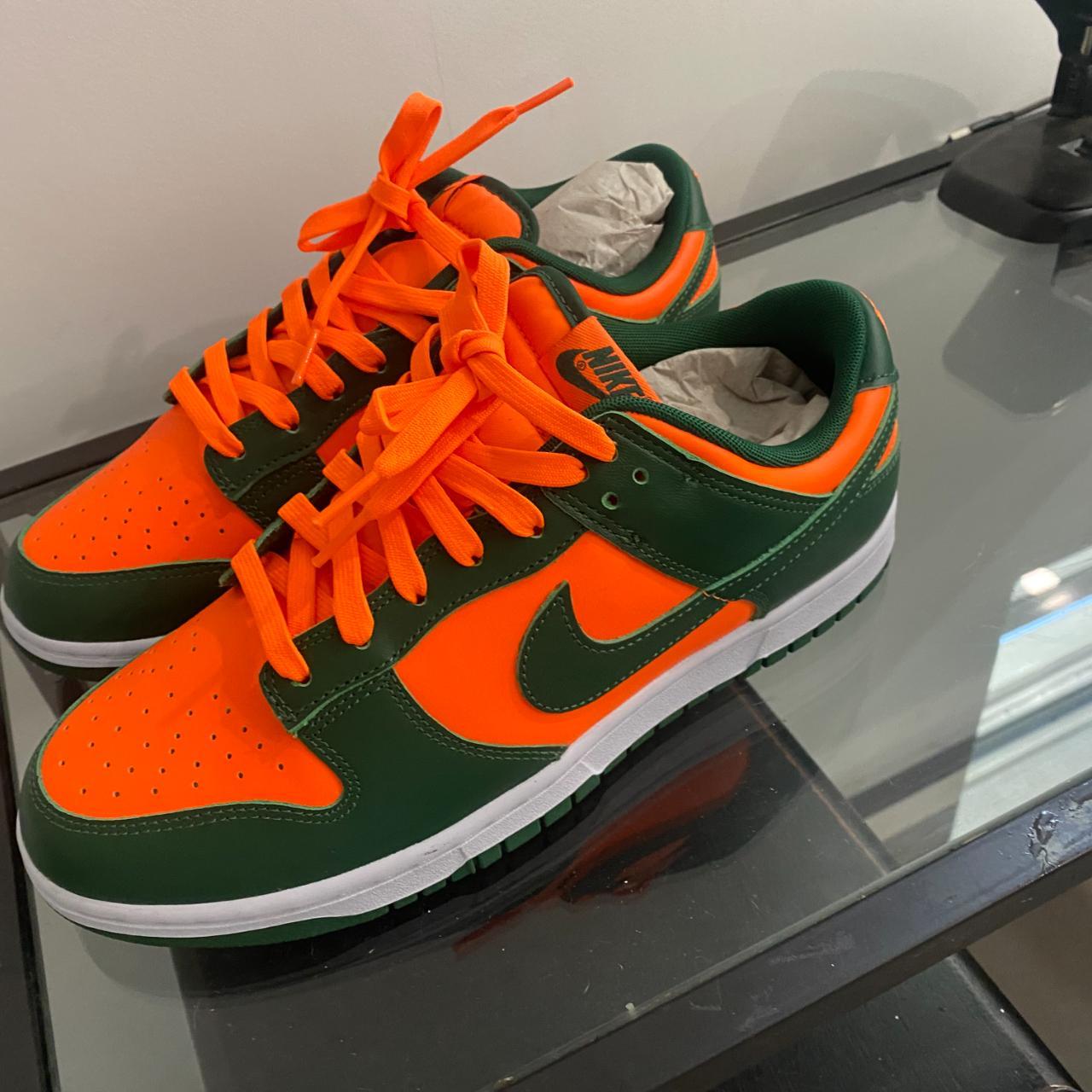 Nike Men's Orange and Green Trainers | Depop