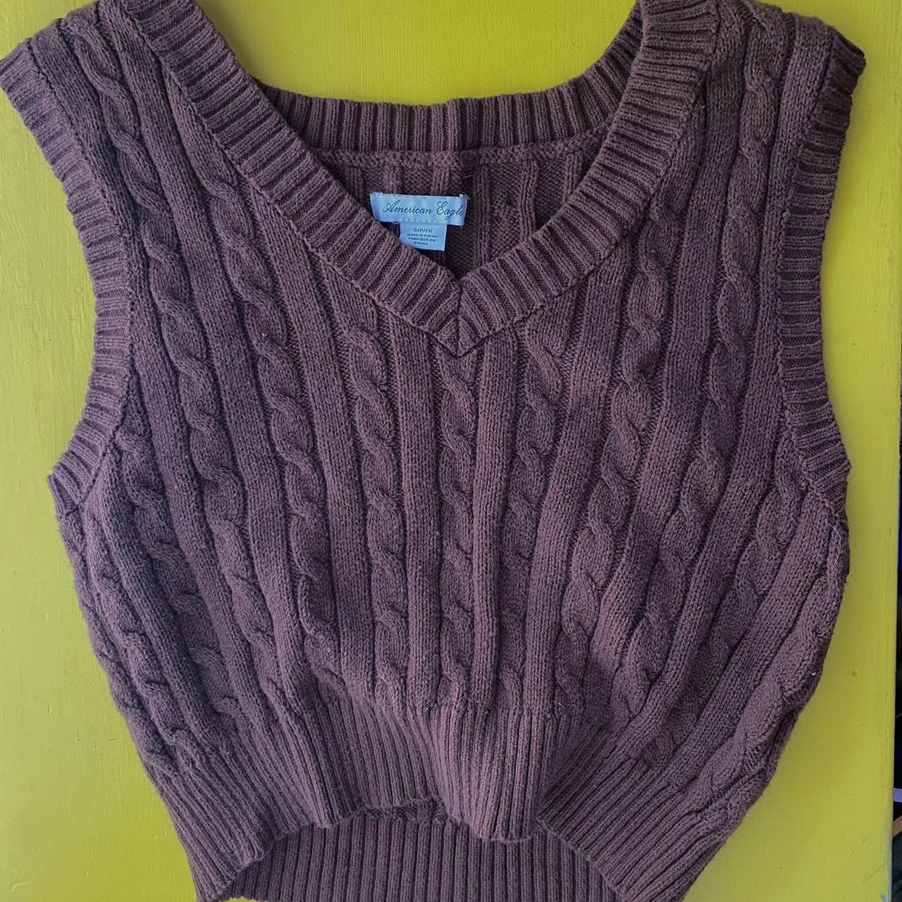 S brown american eagle sweater vest 🧸🤎 worn once, no... Depop