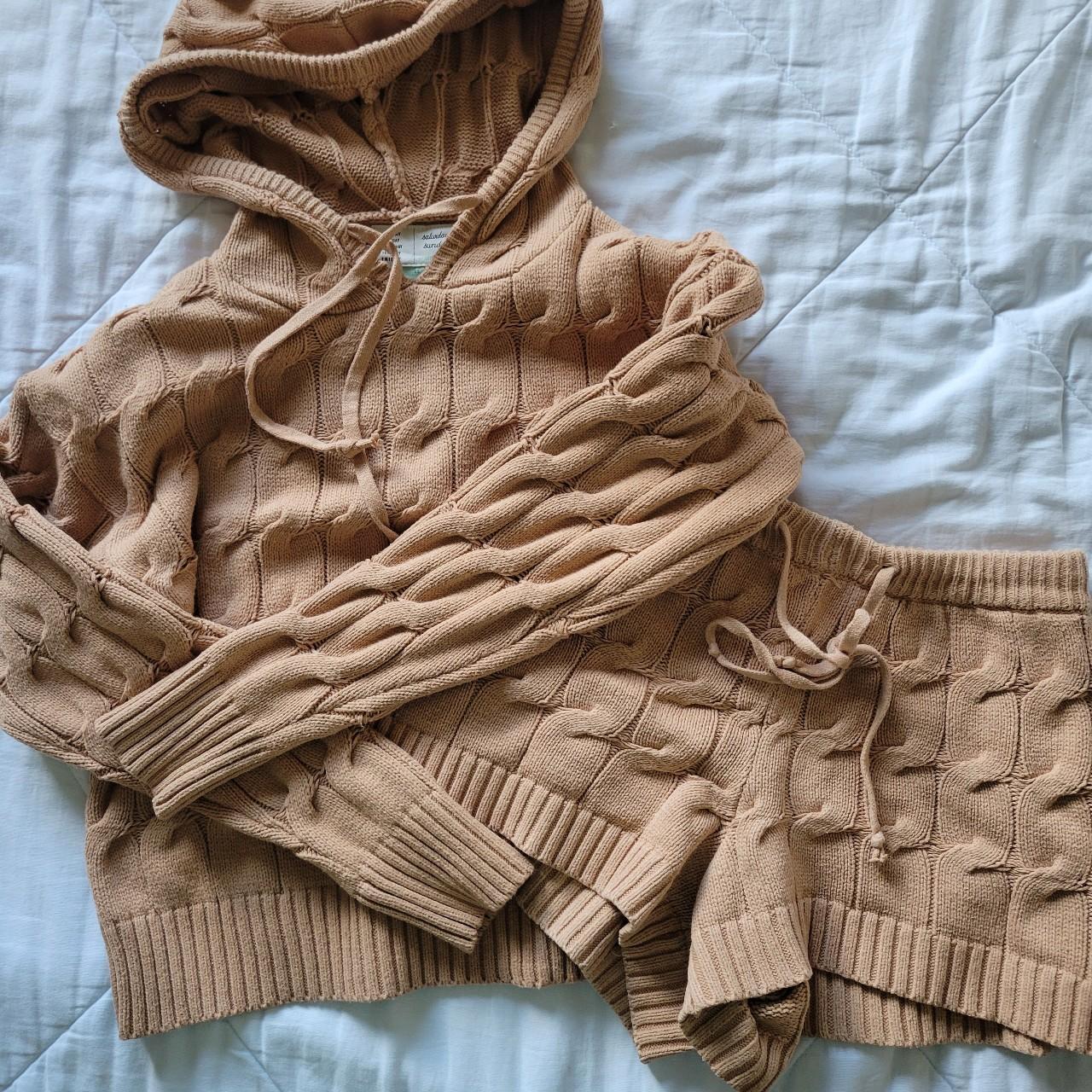 Brown lounge set with hoodie and shorts Worn once... - Depop