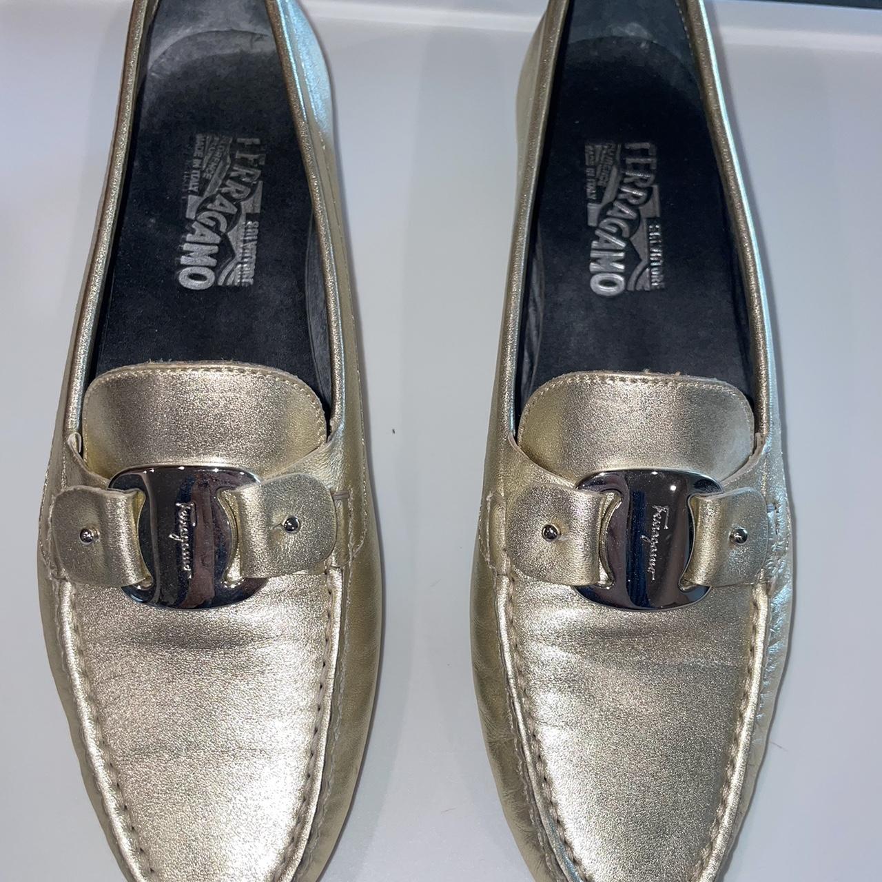 Ferragamo gold outlet shoes