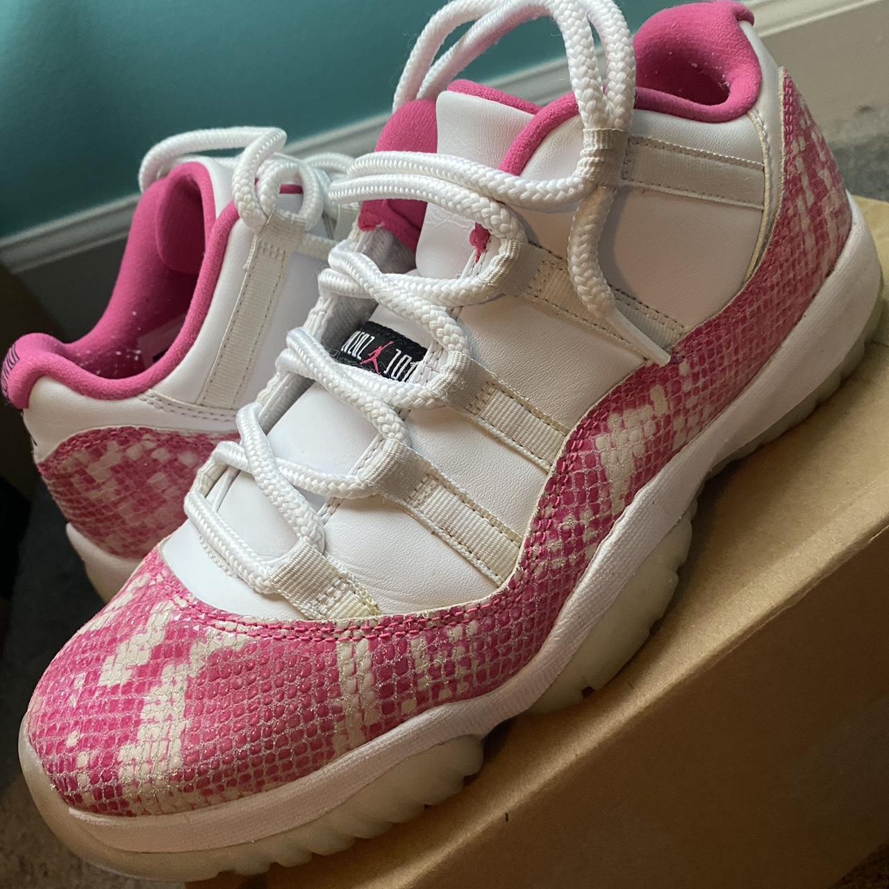 Pink and sale white snakeskin jordans