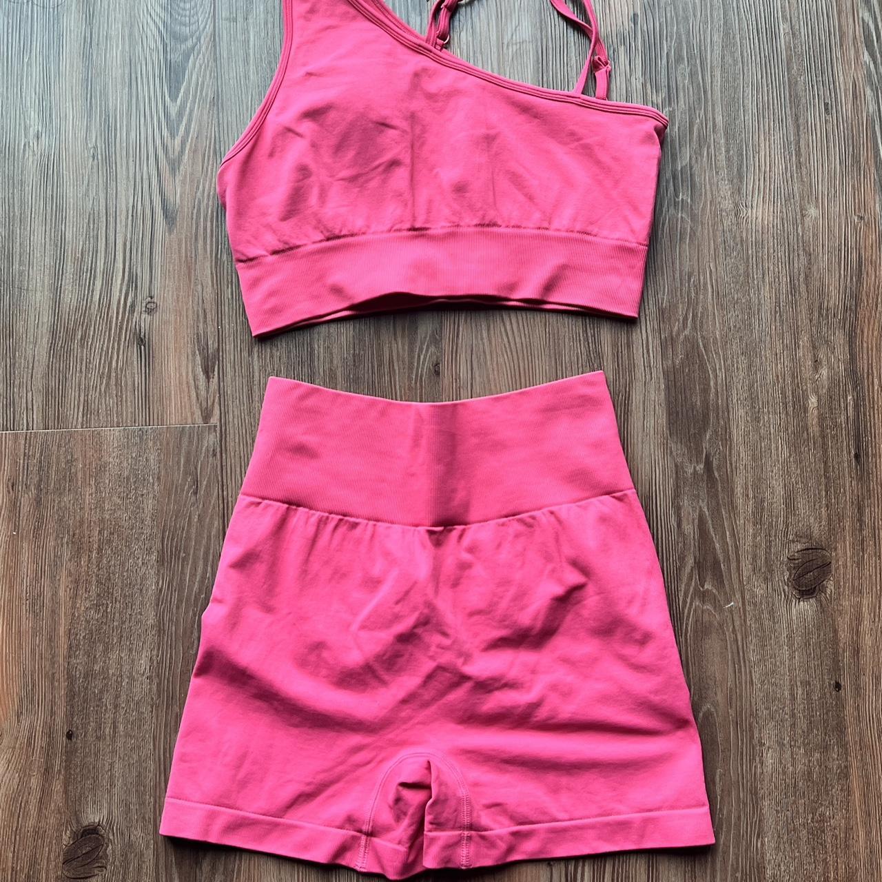 Pink Gym Workout Set Booty forming Fits size... - Depop