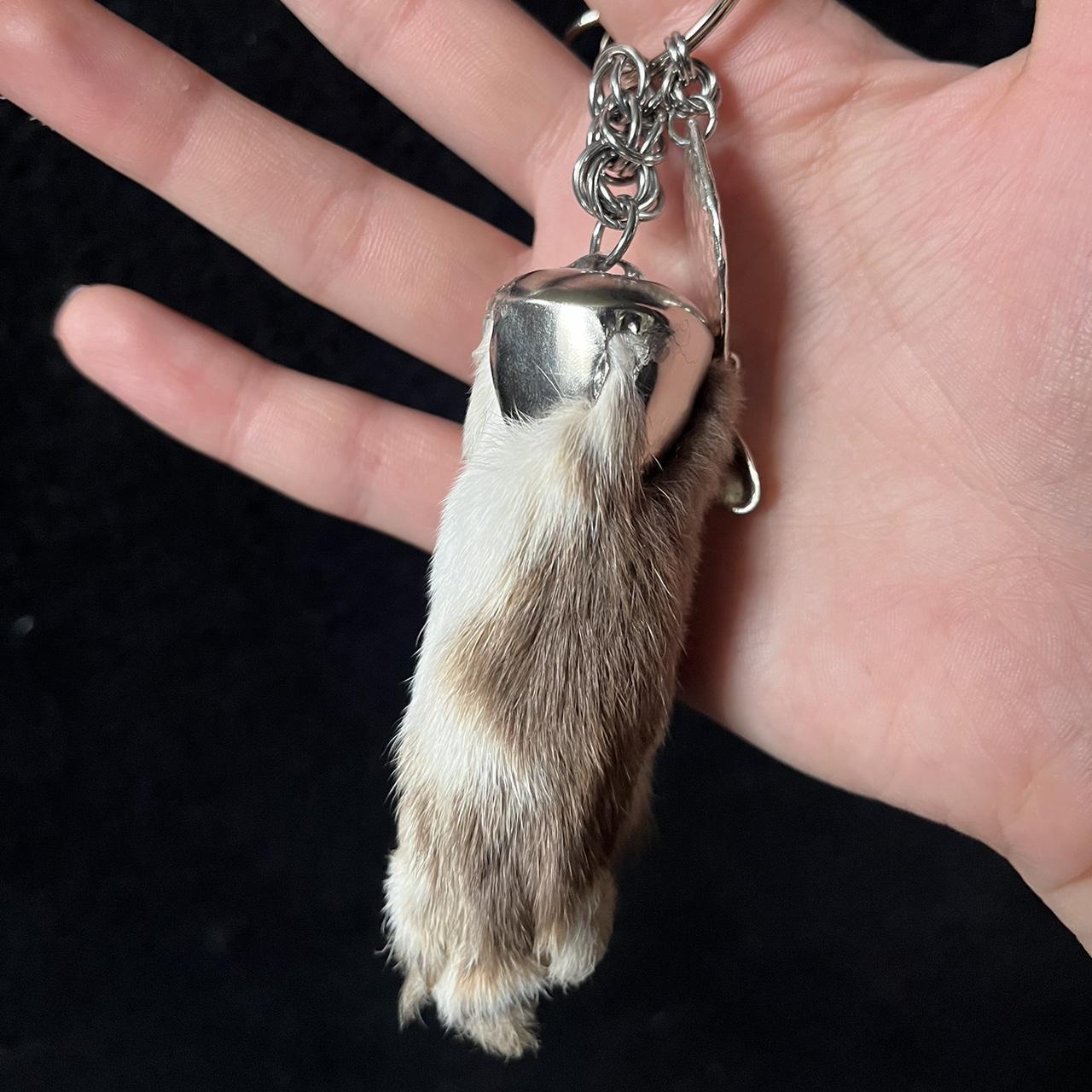 Half brown half white real rabbits paw with mushroom... - Depop