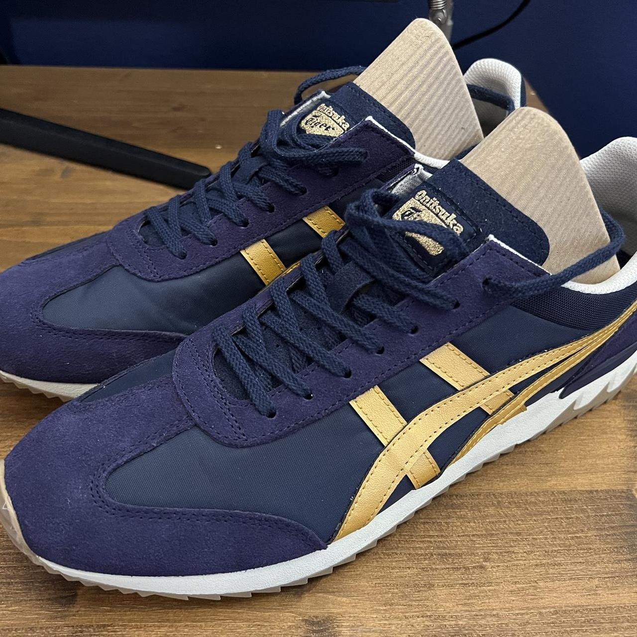 Onitsuka Tiger CALIFORNIA 78 EX in blue and gold. Depop