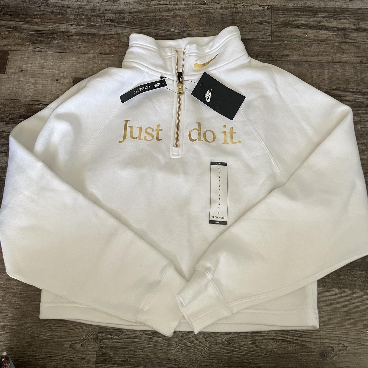 women's white and gold nike hoodie