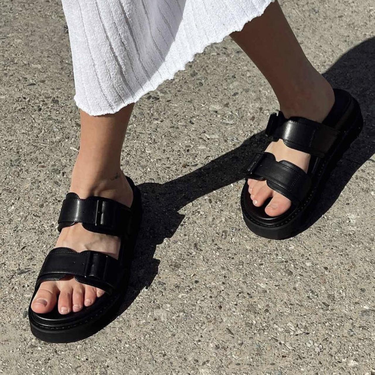 Princess Polly Women's Black Sandals | Depop