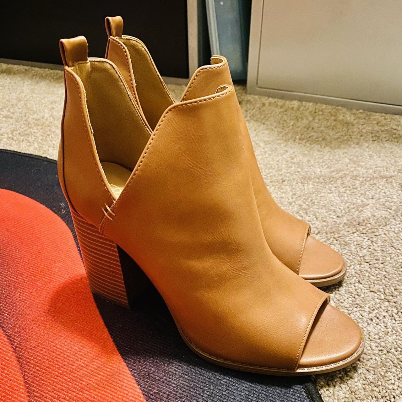 Mustard peep toe clearance booties