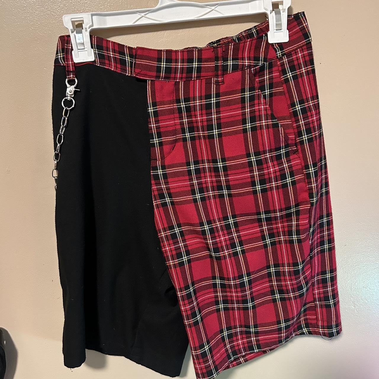 half and half plaid shorts 🖤❤️ black and red Depop