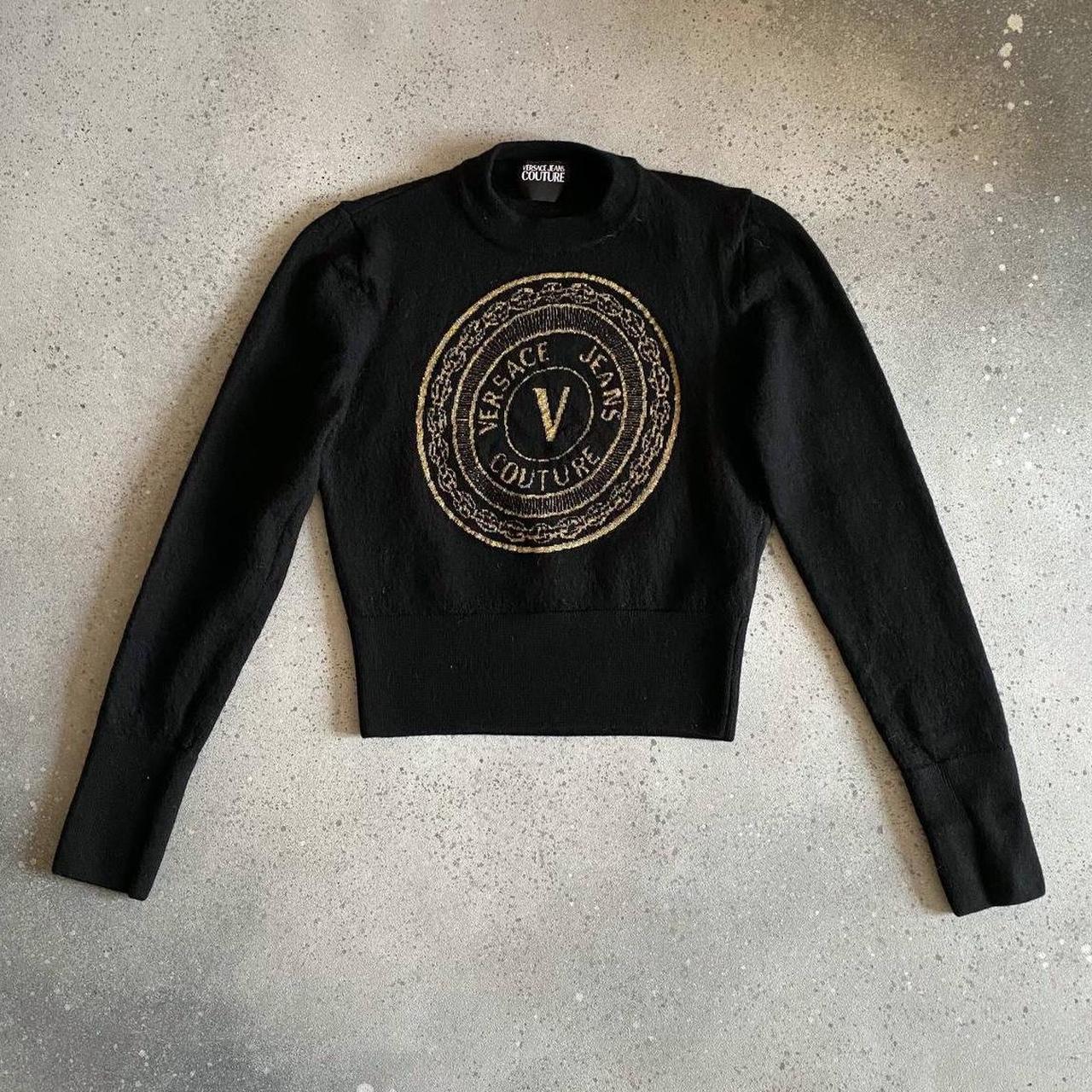 Versace Jeans Couture Women's Black and Yellow Sweatshirt | Depop