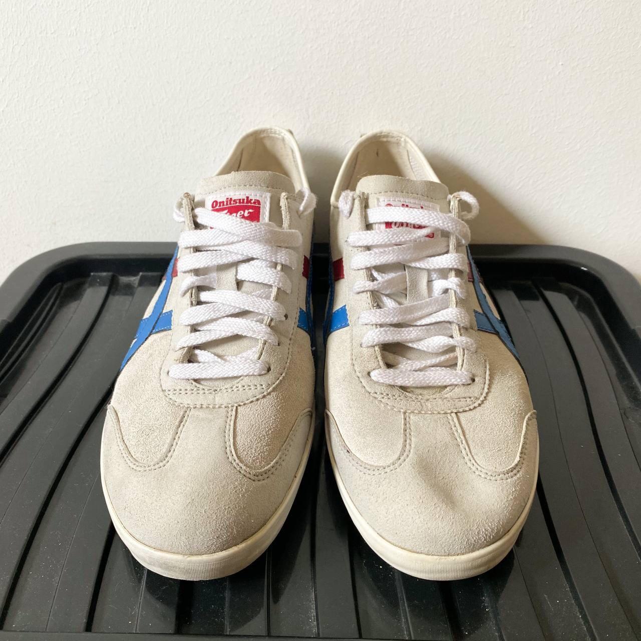 Onitsuka Tiger Men's White and Blue Trainers | Depop