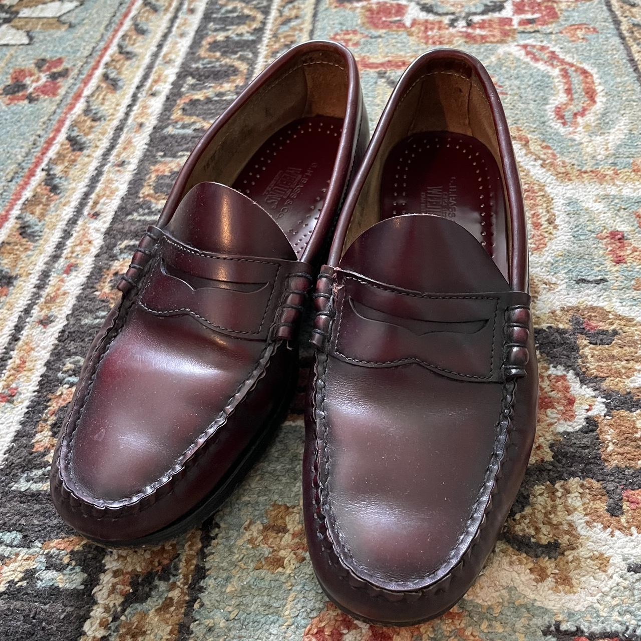 Bass Weejuns Burgundy Penny Loafers Excellent... - Depop