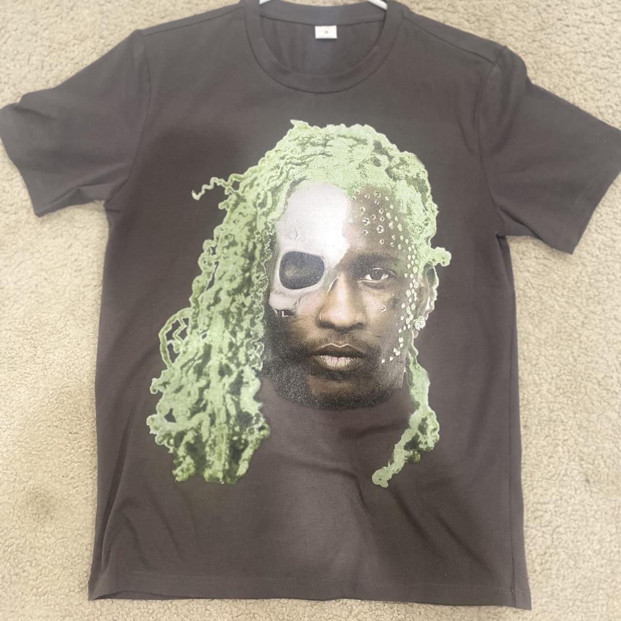 Men's Grey and Green Tshirt Depop