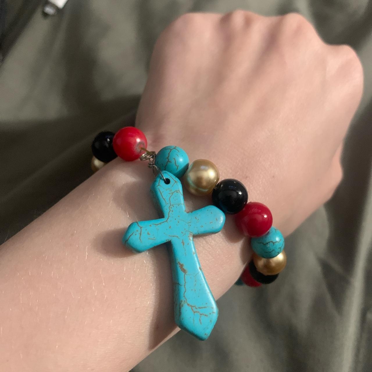 Turquoise cross beaded bracelet