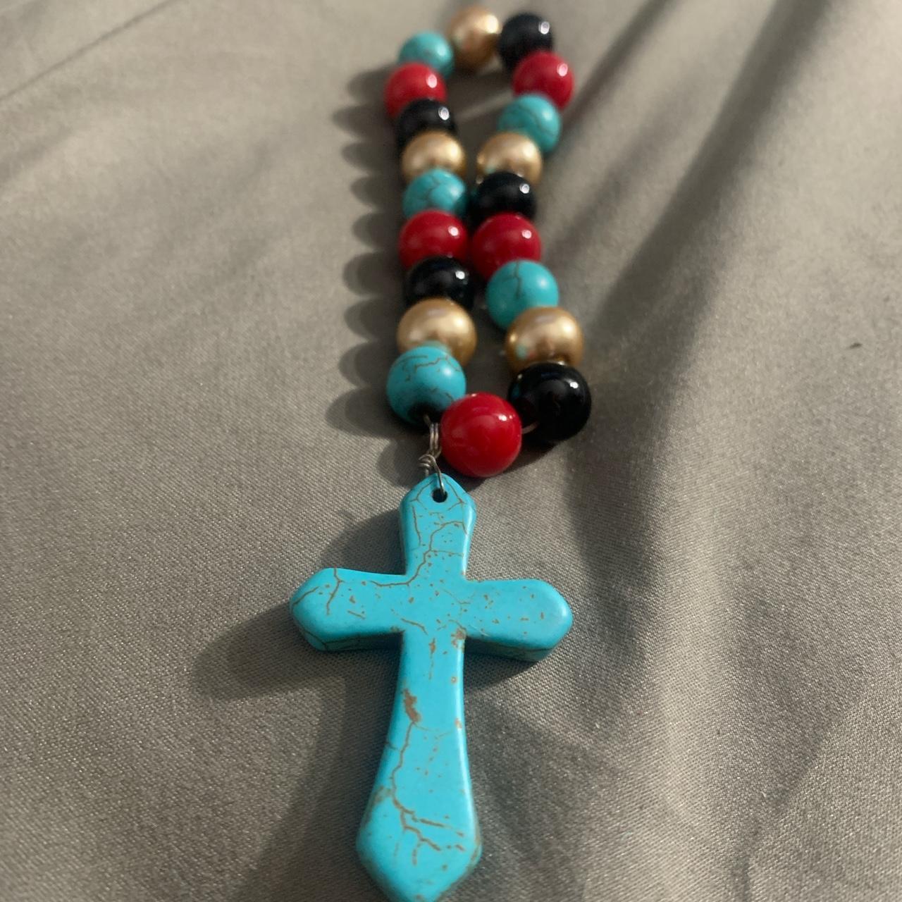 Turquoise Cross Beaded Bracelet