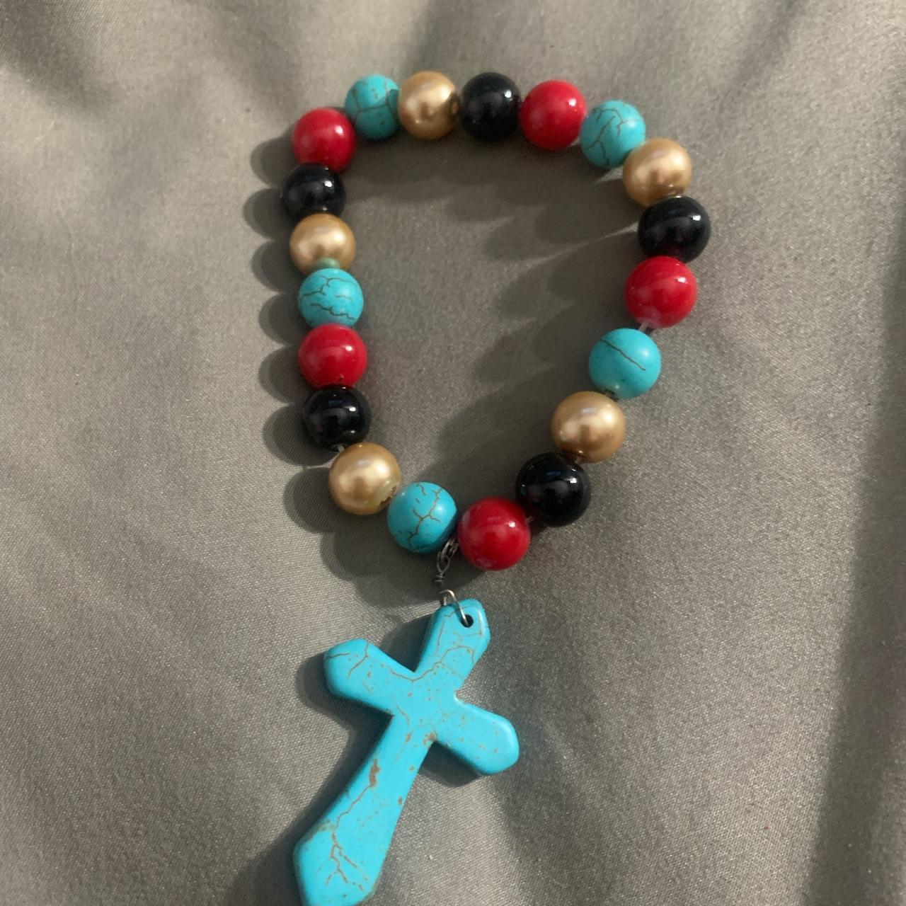 Turquoise Cross Beaded Bracelet