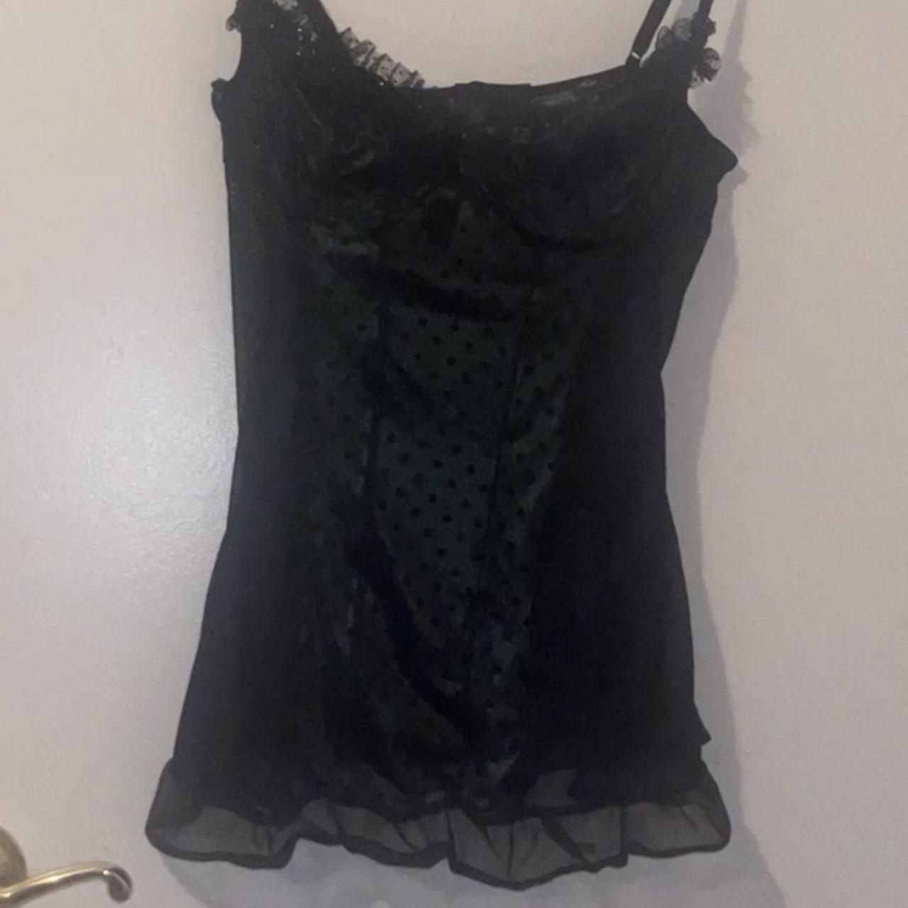 dreamgirl vintage black and green shiny lingerie top... - Depop