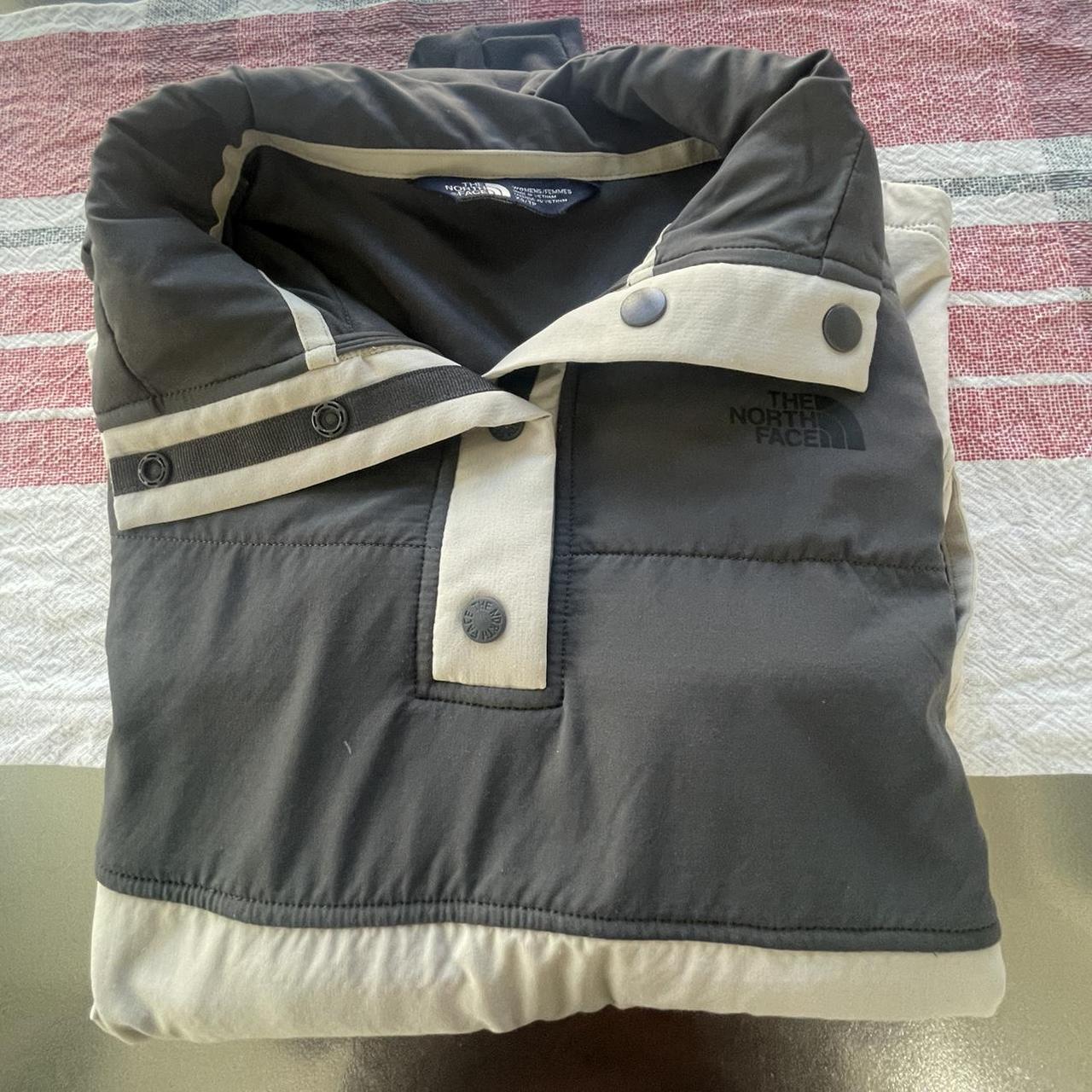 Womens Creme and grey North Face light jacket. In... - Depop