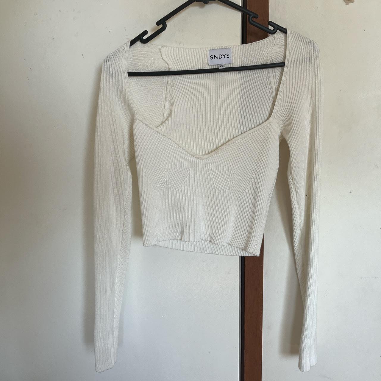 SNDYS THE LABEL AMOUR RIB TOP - WHITE Size -XS can... - Depop