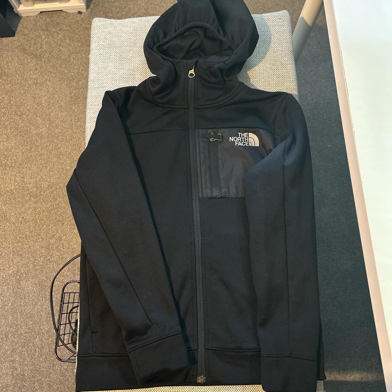 The north face black zipper jacket, size medium... - Depop