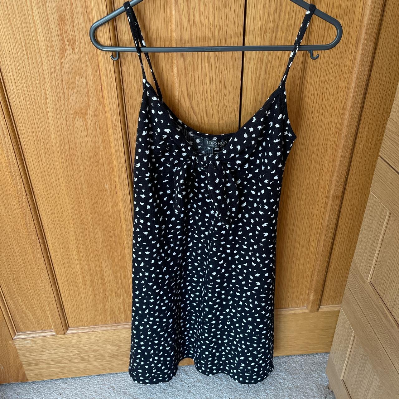black and white pattern cami dress / size UK... Depop