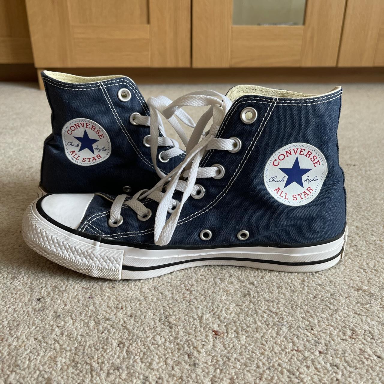 Navy high top converse, size UK 5 - only worn a few... - Depop