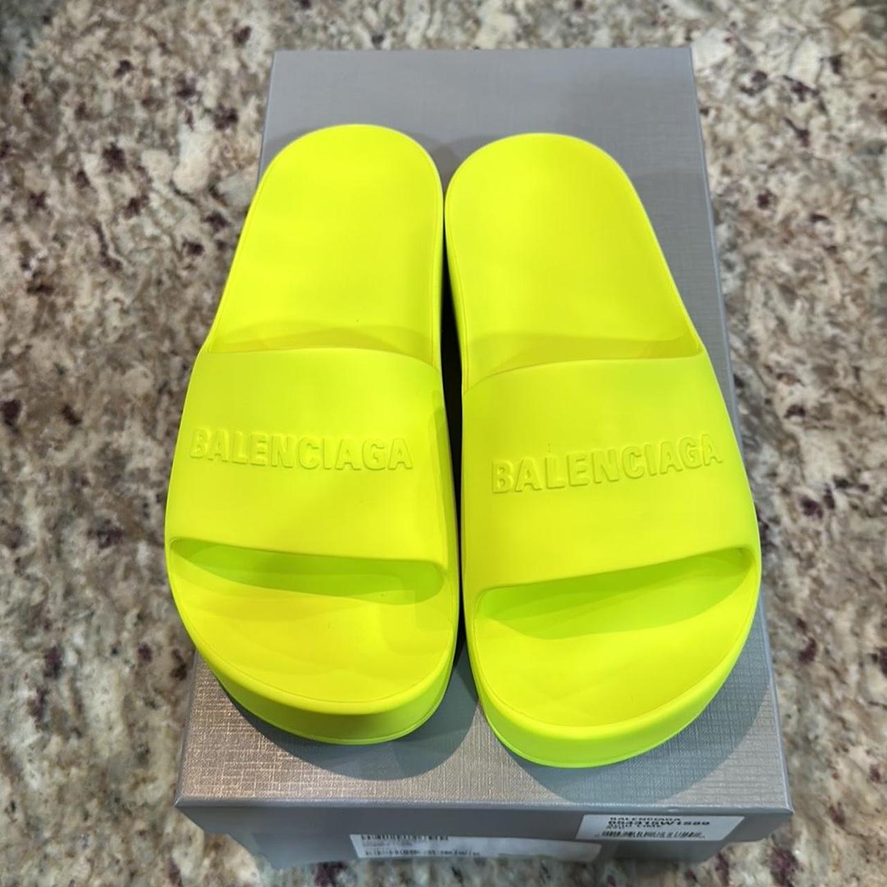 Balenciaga Logo Chunky Slide Pool Sandal Color Acid Depop