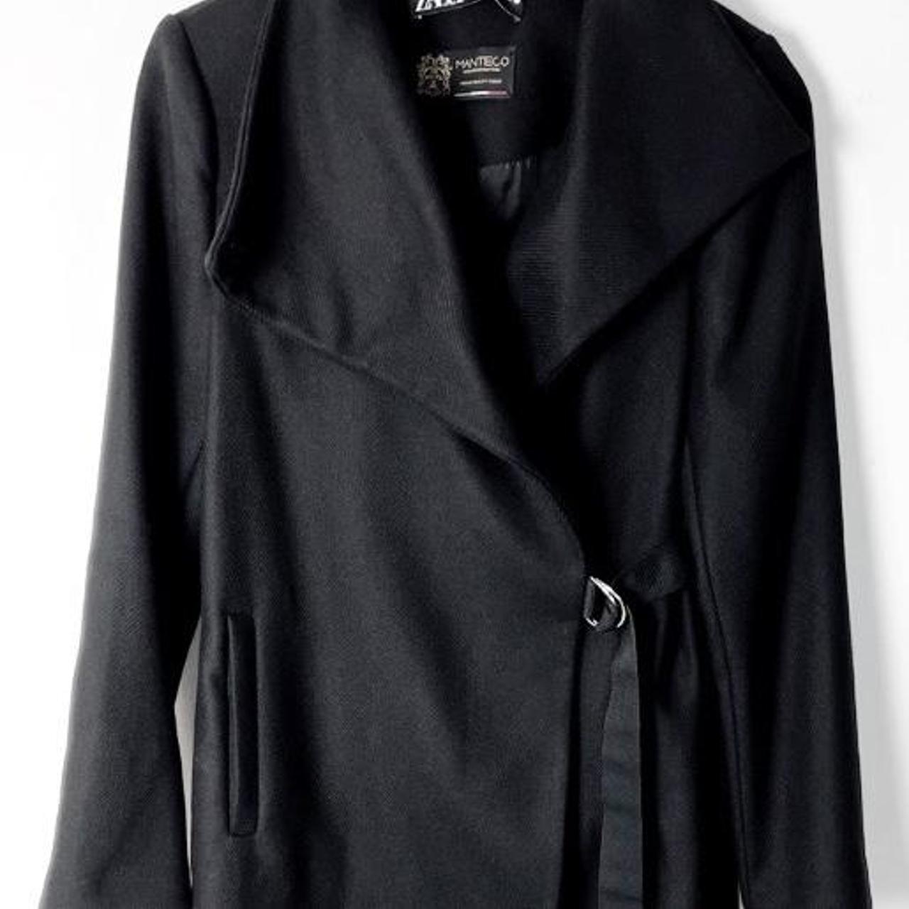 Black wrap coat zara best sale