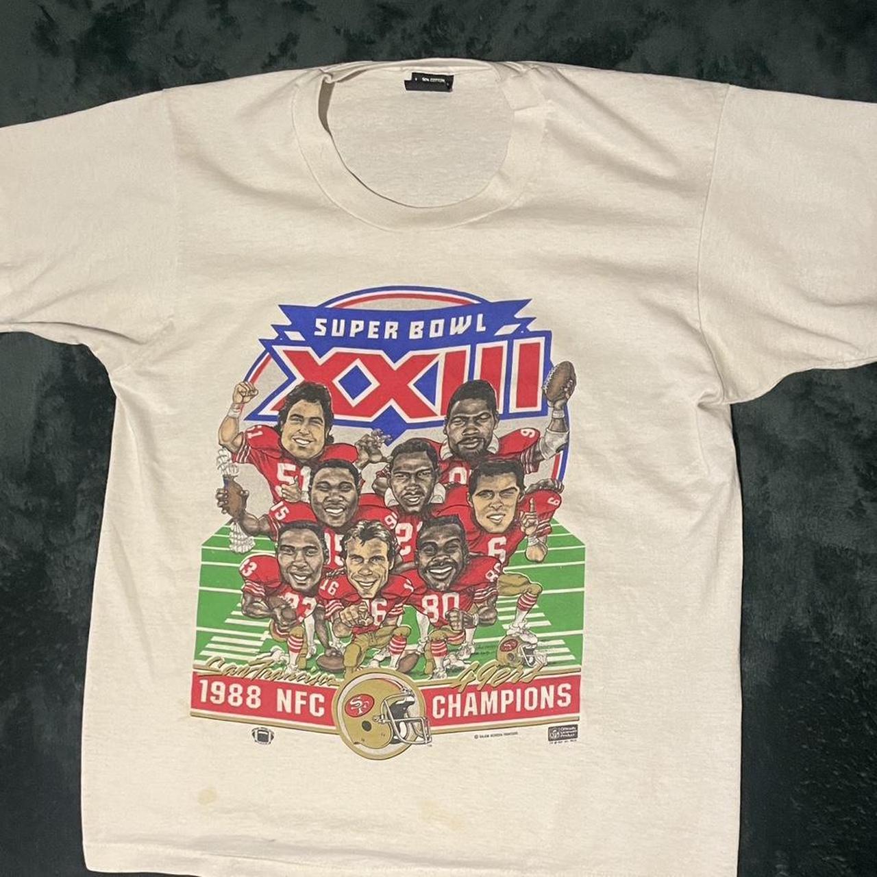 Vintage 49ers 5 time superbowl champs tee Single - Depop