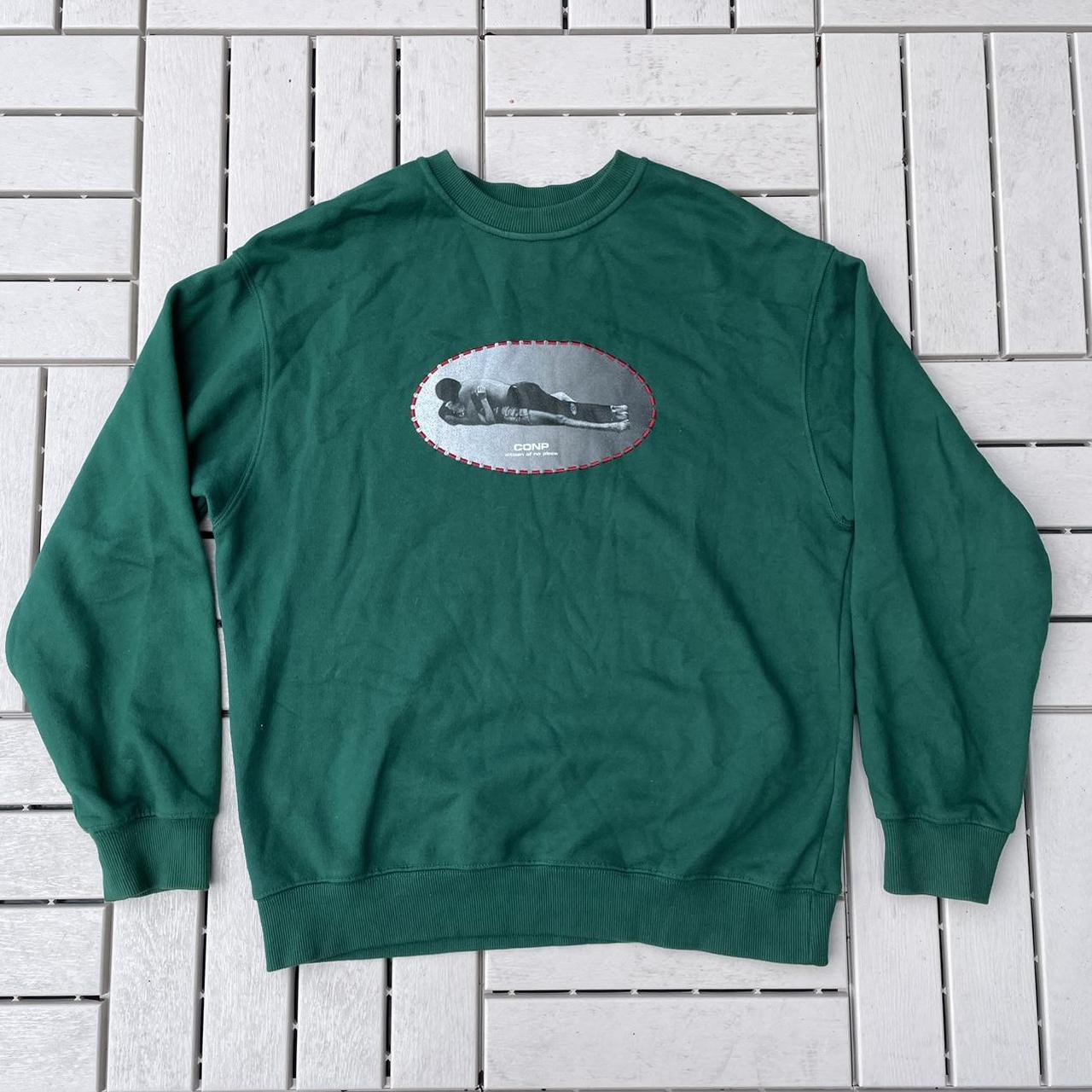 Retro style vintage sweatshirt Dark green Size... - Depop