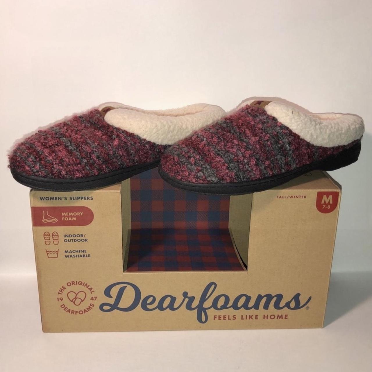 Dearfoams Women's Red and Cream Slippers