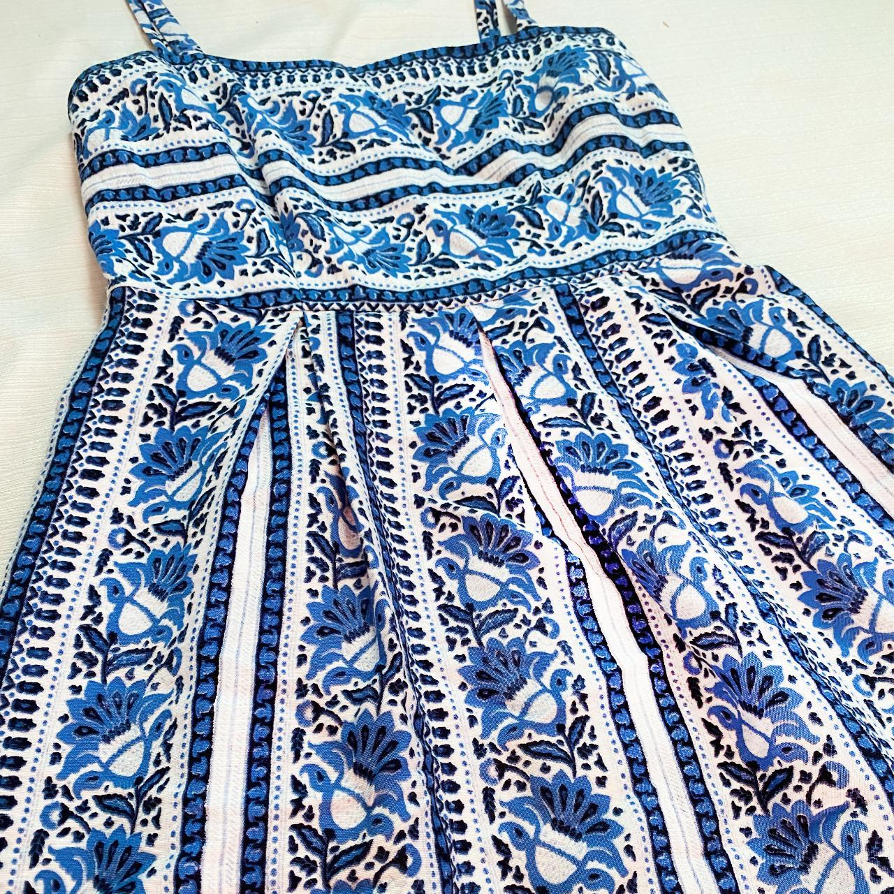 🌸🍽️ Blue and White China Pottery Style Mini Dress:... - Depop