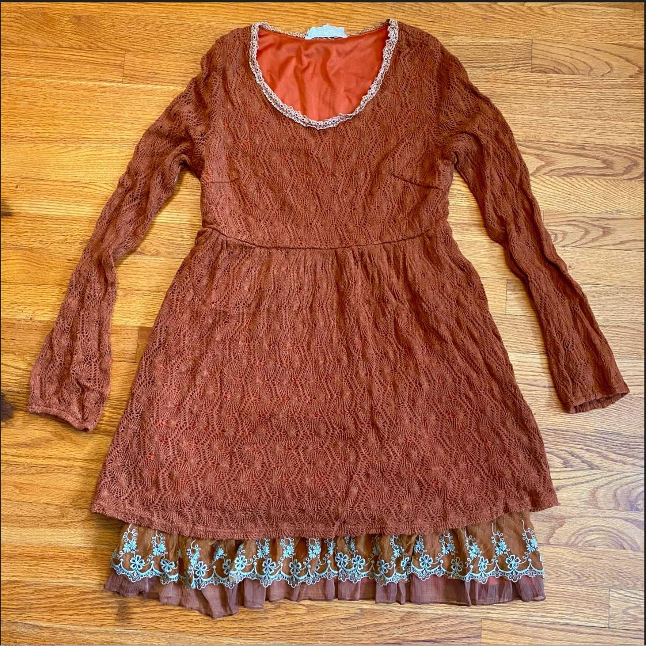 🌼 70's Retro Burnt Orange Dress Groovy and Unique... Depop