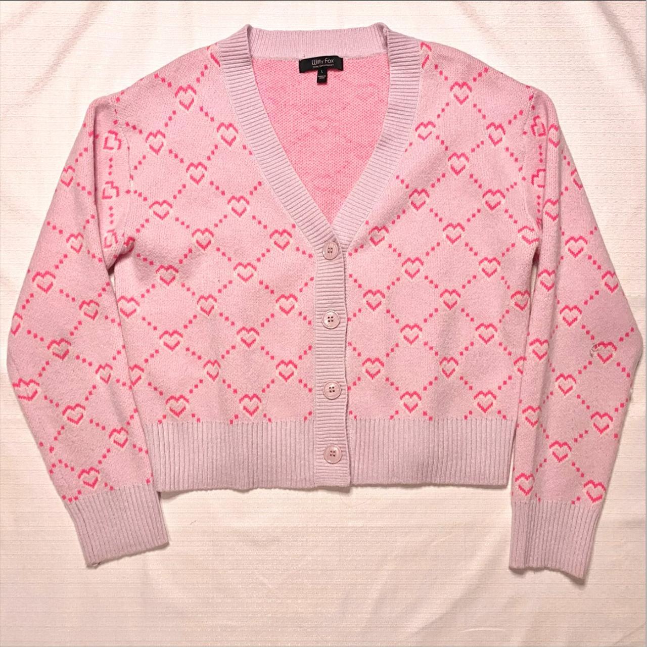 💖 Pink and Purple Valentine's Cardigan Super Cute... Depop