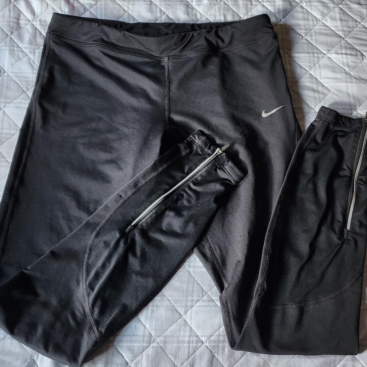 Nike women dri-fit running pants size L zipper on - Depop
