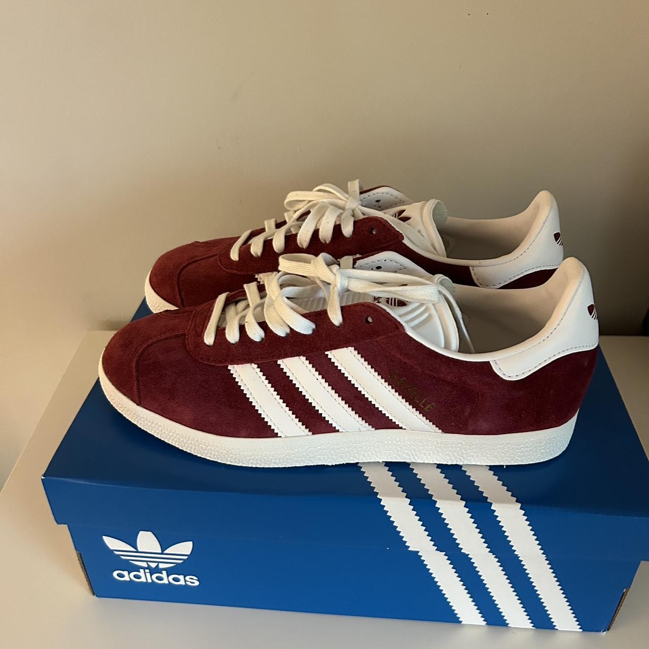 Dark red adidas gazelles, men’s size 7 - Depop